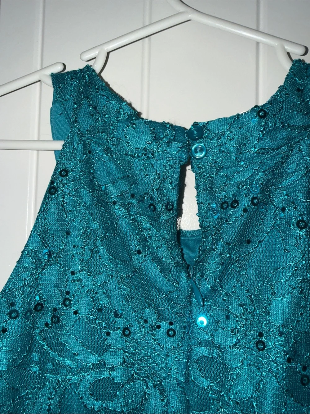 New Girls Teal High-Low Lace & Chiffon Party Dress set of 2 —sz 8 and 12